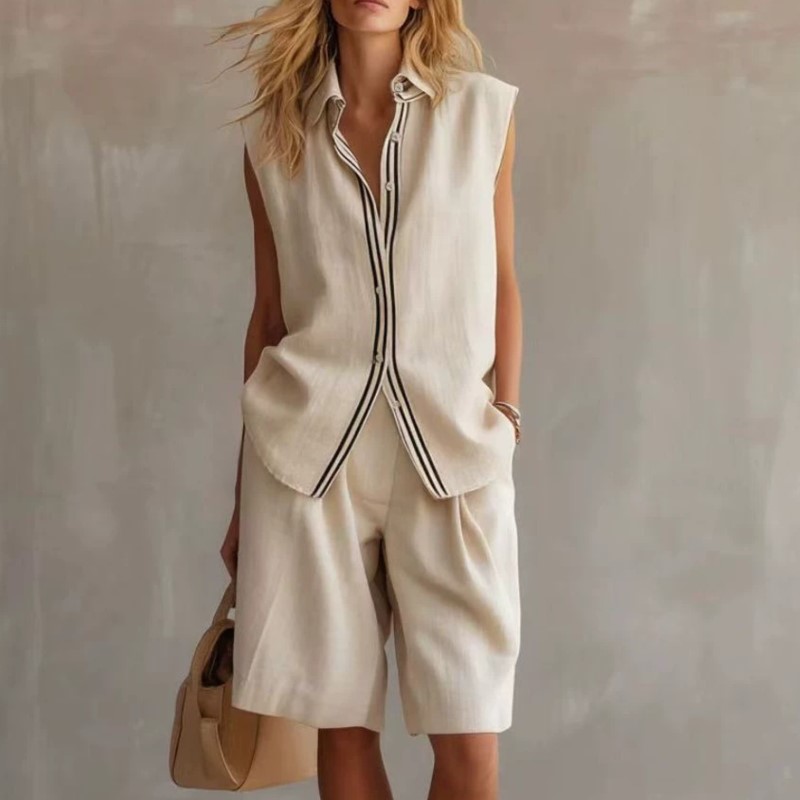 Linen Shirt Breathable - Sommermode: Zweiteiliges Set aus Leinenmischung für