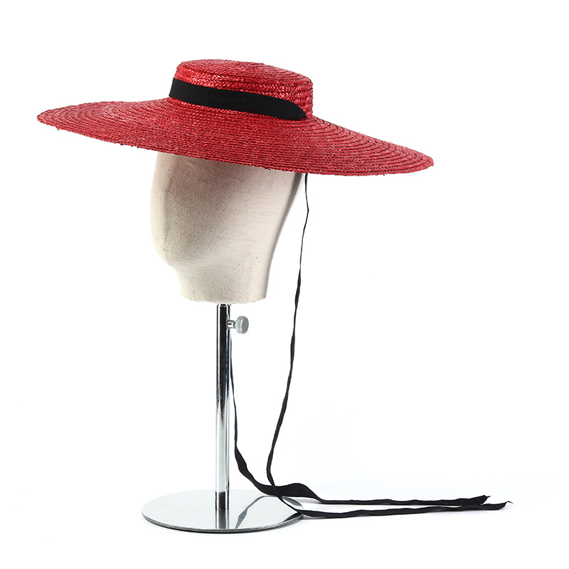 Bucket Hat Straw - 15cm Breite Krempe Stroh Hut Flache