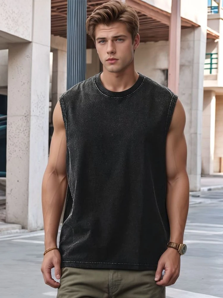 Tank Top Muscle - 2025 sommer Neue männer Gewaschene Baumwolle