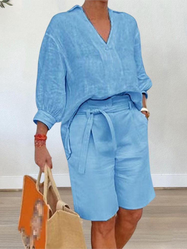 Linen Shirt Breathable - Frauen Anzüge Elegante Stil Zwei Stück