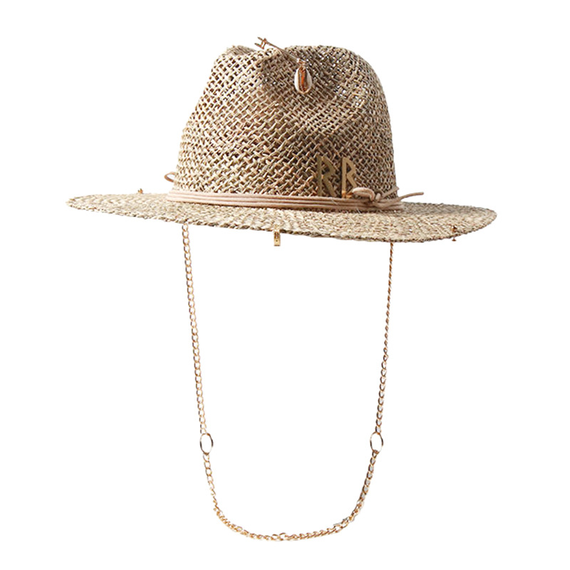 Bucket Hat Straw - Panama-Stroh-Sonnenhut mit breiter Krempe, UPF50+, faltbar,